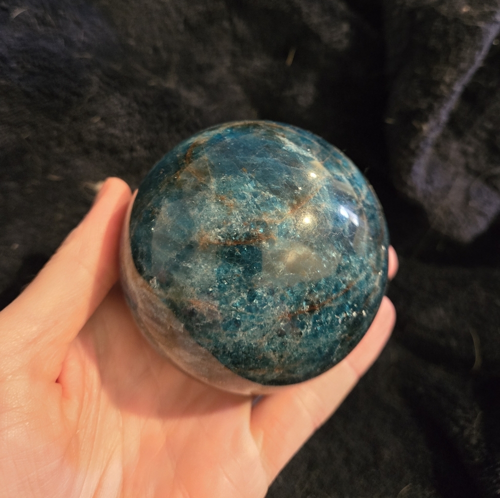 Blue Apatite Crystal Sphere